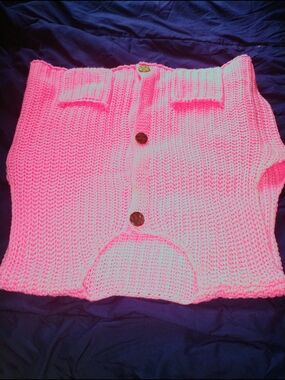 Women’s Chunky Knit Button-Front Sweater Vest in Bright Pink